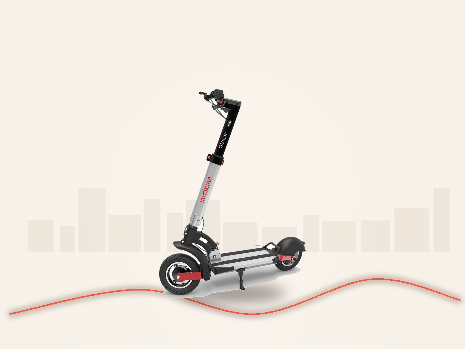 Inokim Quick4 Super electric scooter, three-quarter view