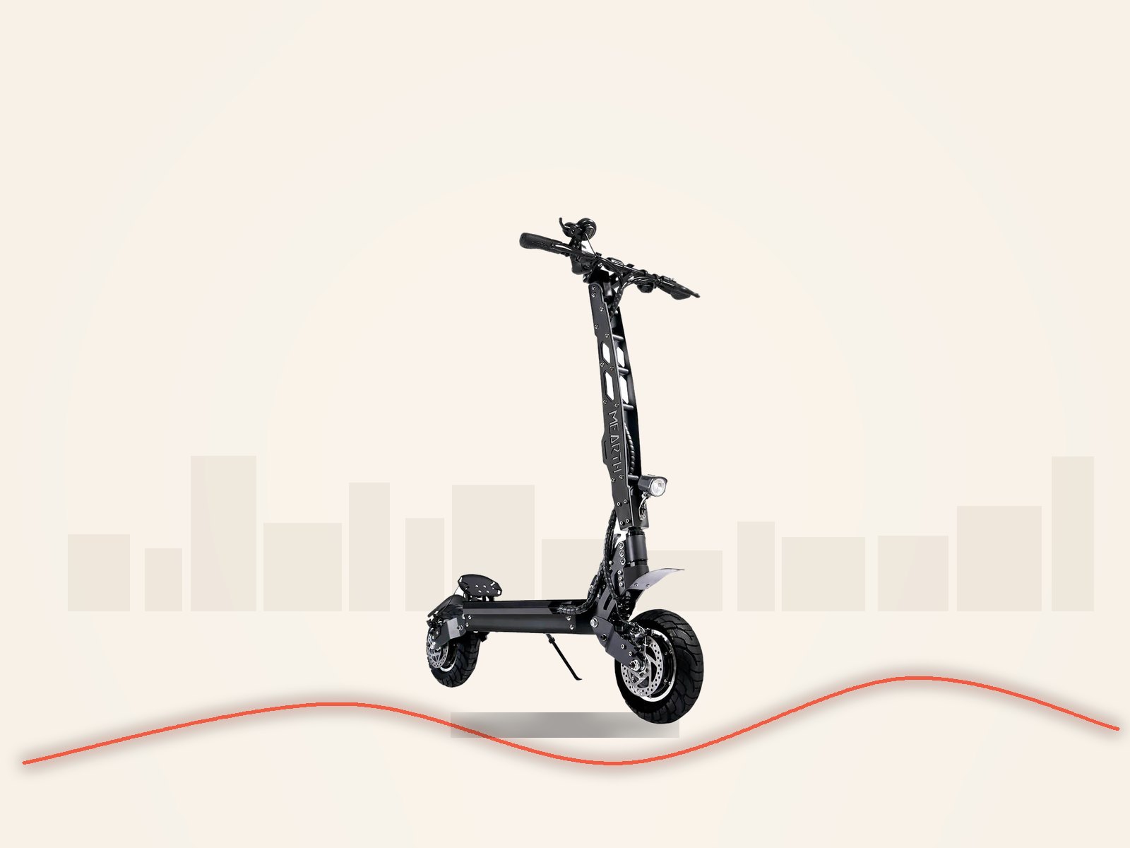 Mearth GTS Max electric scooter, three-quarter view