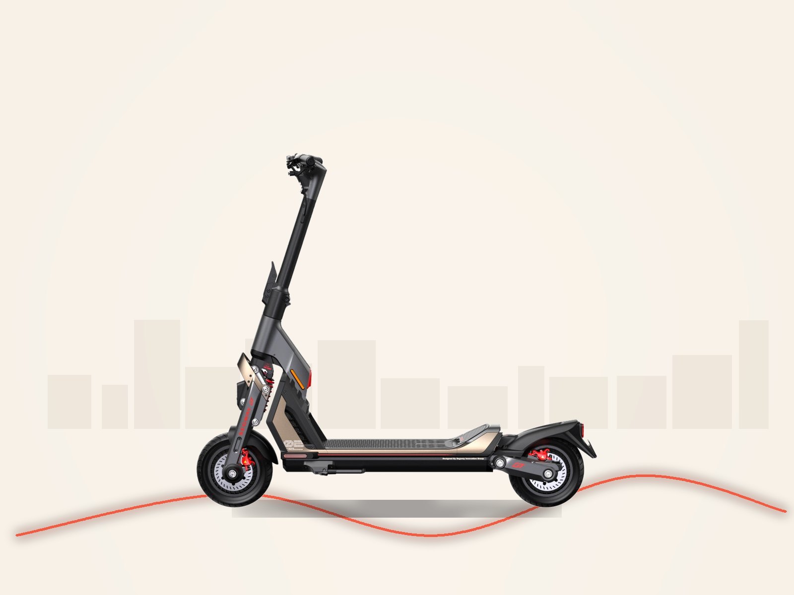 Segway Ninebot GT2 SuperScooter electric scooter, three-quarter view