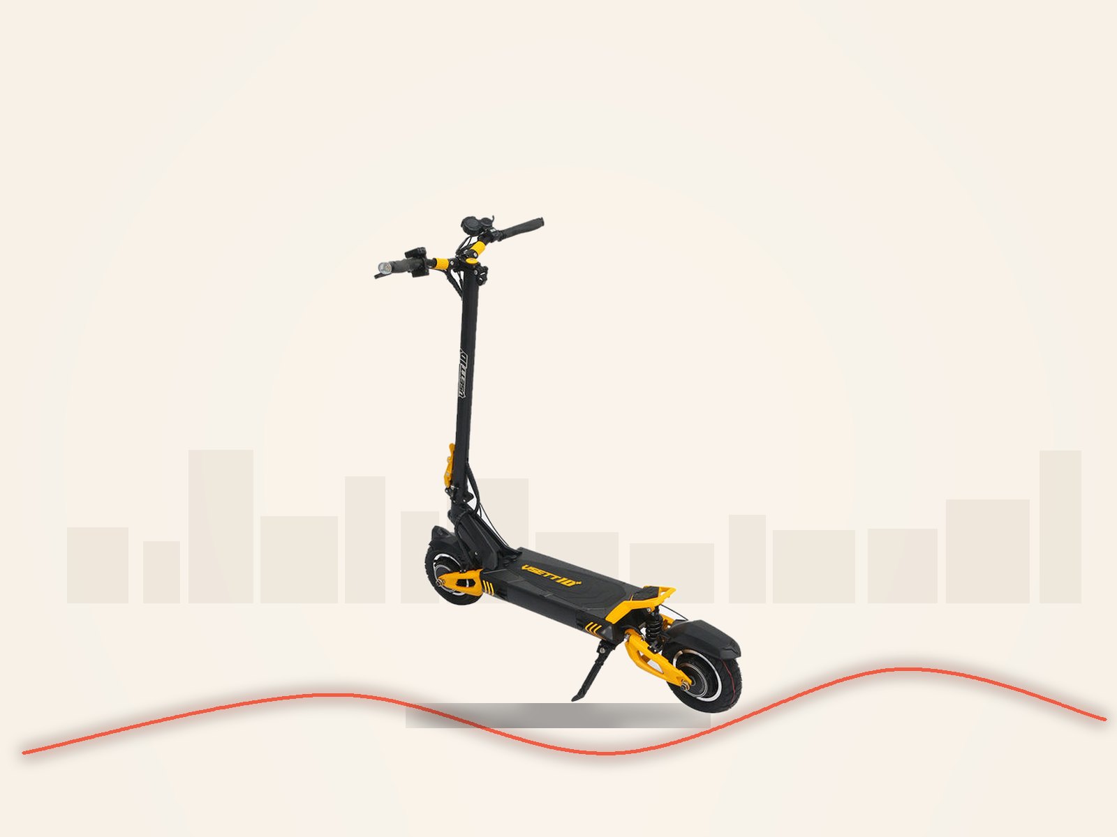 VSETT 10+ electric scooter, three-quarter view